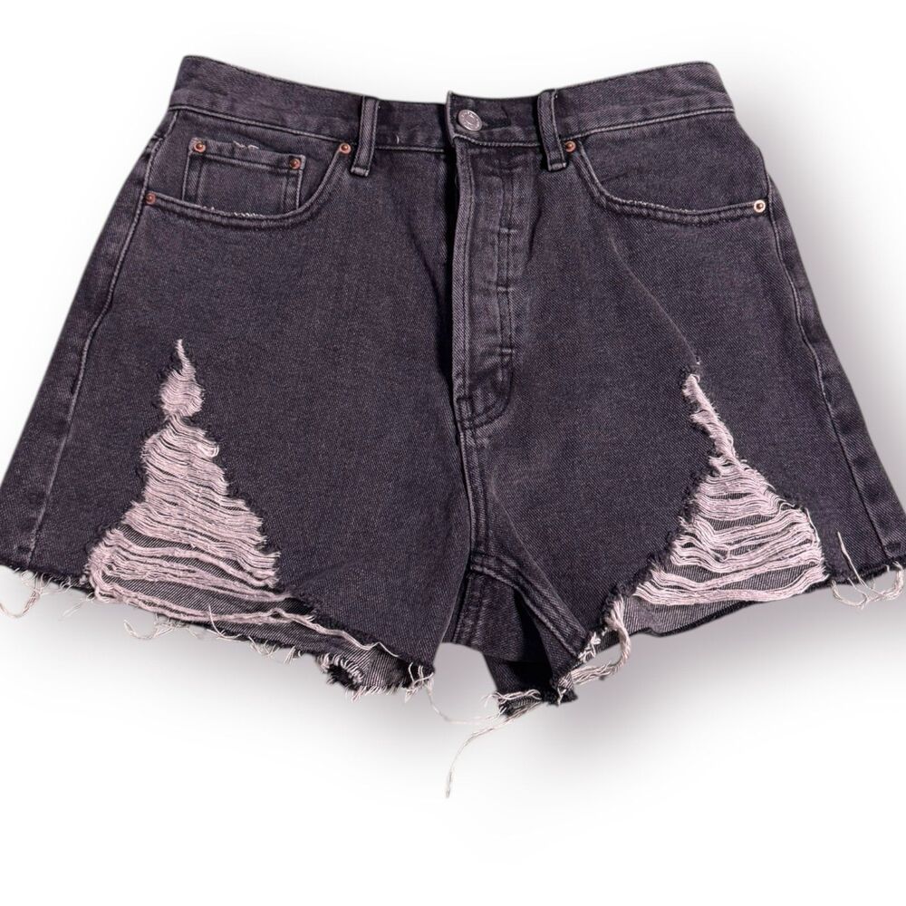 Pacsun Ultra High Rise Vintage Shorts Size‎ Small 27” Waist Dark Grey Ripped